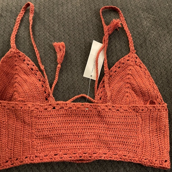 New American Eagle Crochet Bra Top Coral XS J7 - Picture 3 of 3